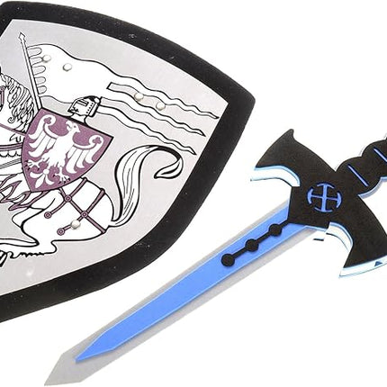 PowerTRC Sword and Shield Play Set | Unique Sword and Shield Design | Foam Weapons | Pretend Play Weapons | Kids Play Knights | White Eagle and Golden Lion Shield (2 Packs)