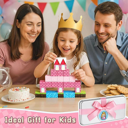 3 otters 32PCS Magnetic Blocks, Toddler Travel Toys Castle Magnetic Building Cubes STEM Learning Toys for Kids Gifts for Girls 3 4 5 6 7 8