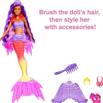 Barbie Mermaid Power Doll Set, Barbie "Brooklyn" Fashion Doll with Phoenix Pet & Accessories, Mermaid Toy with Interchangeable Fins