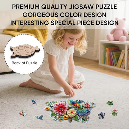 Wooden Puzzles for Adults 493 Pieces, Embroidery Bird Jigsaw Puzzles, Adults Puzzles, Birthday Gifts for Puzzle Lover, Family Brain Game, 14.4x19.3 inch