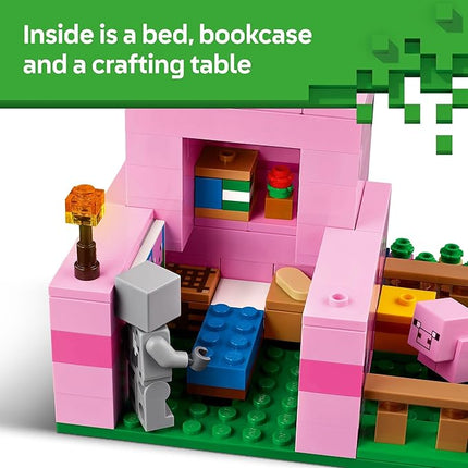 LEGO Minecraft The Baby Pig House Toy Figures and Playset - Building Minecraft Toy for Kids, Boys and Girls, Ages 7+ - Gift for Birthdays - with 2 Minifigures for Pretend Play - 21268