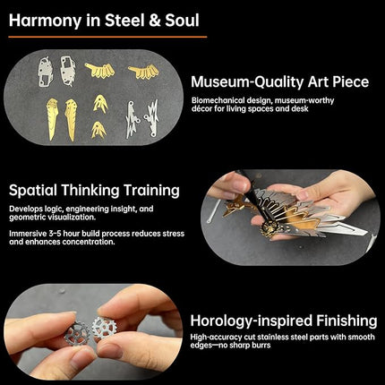 Eagle 3D Metal Model Kits for Adults and Teens,3D Metal Puzzles, Mechanical Assembly Models, Collectible Mechanical Engineering Crafts for Home Office Decoration & Gift (Yellow)