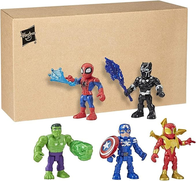 Marvel Super Hero Adventures 5-Inch Action Figure 5-Pack, Includes Captain America, Spider-Man, 5 Accessories (Amazon Exclusive)