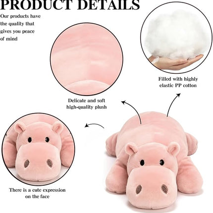 Pink Hippo Stuffed Animal – Cute Hippo Plush Toy for Kids & Adults – Birthday Surprise & Room Decor –A Cuddly Companion for Everyday hugs and Bedtime