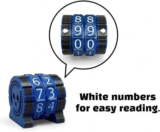 Life Counter Health Tracker for Board Games, TTRPGs, and Card Games with Skull Symbol, Compatible with MTG, 2 Gray Wheels with White Numbers