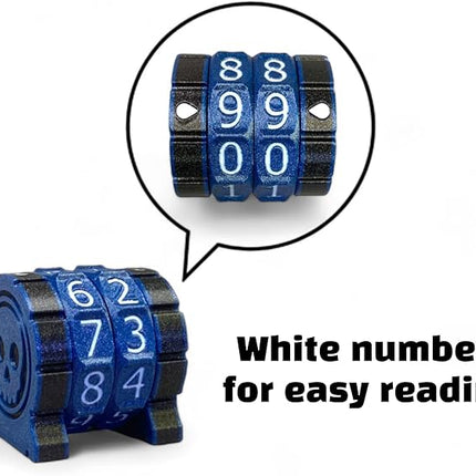 Life Counter Health Tracker for Board Games, TTRPGs, and Card Games with Skull Symbol, Compatible with MTG, 3 Purple Wheels with White Numbers