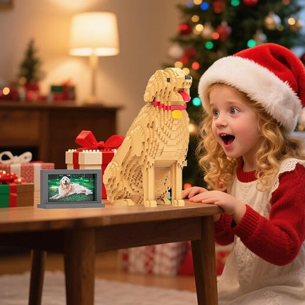 Animal Dog Adorable Pet Golden Retriever Micro Building Blocks Set with Secret Hidden Storage Box Inside! Ideal Toy for Dog Lovers, Kids & Adults.