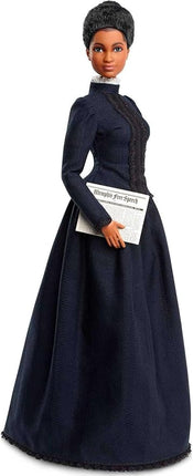 Barbie Inspiring Women Doll, Ida B. Wells Collectible with Blue Dress & Newspaper Accessory