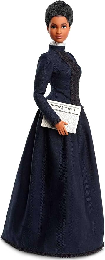 Barbie Inspiring Women Doll, Ida B. Wells Collectible with Blue Dress & Newspaper Accessory