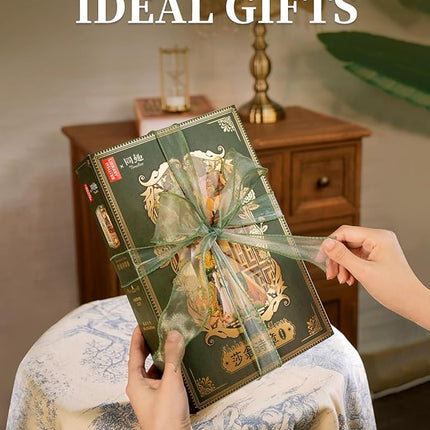 Tonecheer x British Library DIY Book Nook Kit, Shakespeare 3D Wooden Puzzle for Adults, Miniature House Kit Booknook Bookshelf Insert Decor with LED Lights Craft Gifts (Shakespeare's Verse)