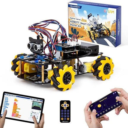ACEBOTT Robot Kit, Robotics for Kids Ages 8-12 12-16, STEM Toys for Boys with Remote & App Control, Arduino & Scratch Compatible, Science Kits for Kids Age 8-12 12-16, Gift for Boys & Girls(Yellow)