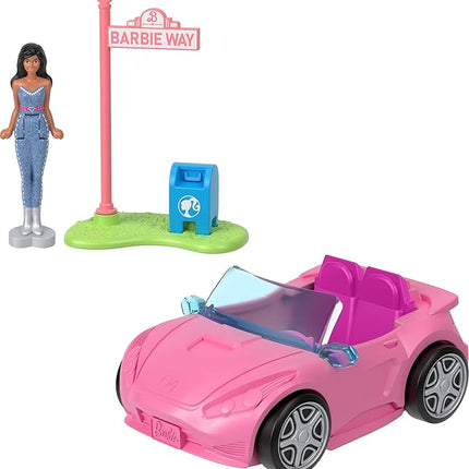 Barbie Mini BarbieLand Multi-Pack Doll & Toy Vehicle Set with 4 Dolls 1.5-inches Tall & 4 Iconic Vehicles with Color-Change Surprise