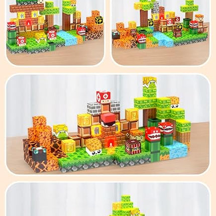 137 Pieces 0.8in Magnetic Blocks - Building Cubes Adventure Game Set, Building Blocks STEM Sensory Creative Toys Games for Kids Boys & Girls