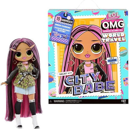L.O.L. Surprise! OMG World Travel™ City Babe Fashion Doll with 15 Surprises Including Outfit, Travel Accessories and Reusable Playset – Great Gift for Girls Ages 4+