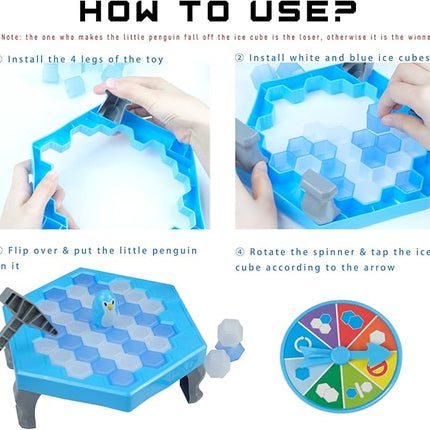 Save Penguin Break Ice Frozen Game for Kids, Meroqeel Protect The Iceberg Penguins Trap on Ice Icebreaker Board Games Toy for Adults Family Childrens Kid Ages 4-8 with Replacement Cubes and Hammer
