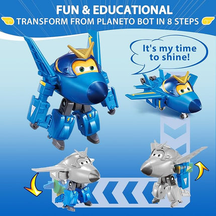 Super Wings Transformable Toys, 5 in Jerome Airplane Transforming Figures Toys, 2 in 1 Mode Rescue Bots Action Figure Toys for 3-5 Year Old Boys Girls, Fun Plane Toys for Toddlers Kids Age 3 4 5 6 7