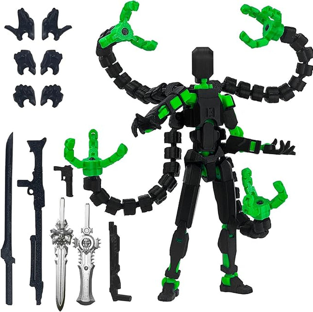 Already Assembled T13 Action Figure Accessories,Dummy 13 T13 Multi-Jointed Movable,for Collectors Desktop Decorations t-13 Movability 3D Printed Toys (Black Green)