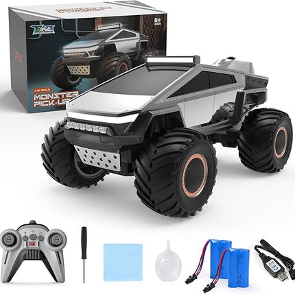 1:12 RC Car Remote Control Monster Truck with Lights & Spray Function Christmas Birthday Gift for 6 7 8+ Year Old Boys Girls