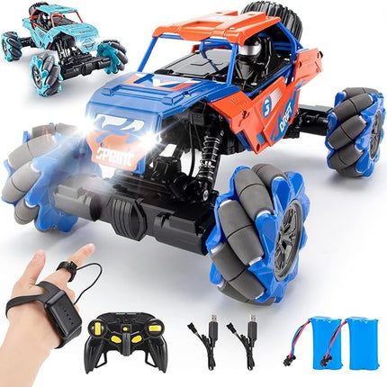 1:14 Scale 4WD Metal Remote Control Car, 360° Rotating Hand Gesture Sensor Control Monster Truck All Terrains RC Car Vehicle Stunt Car with Rechargeable Batteries gift for Boys Kids and Adults