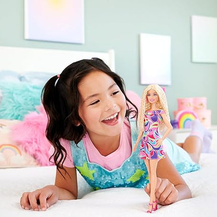 Barbie Fashionistas Doll #223 with Blonde Wavy Hair, Totally Hair-Inspired Dress & Accessories, 65th Anniversary Collectible Toy