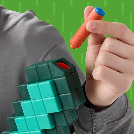 Nerf Minecraft Sword Dart Blaster, Pull Back Priming, Foam Edge, 8 N1 Darts, Ages 8+