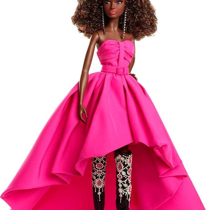 Barbie - Fuchsia Long Dress Doll in Taffeta with Sweetheart Neckline with Pleats and Gathering Details, Matching Belt and a Wide Train, Adult Toy, HBX96