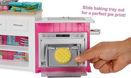 Barbie Kitchen Playset with Doll, Lights & Sounds, Food Molds, 5 Dough Colors and 20+ Accessories