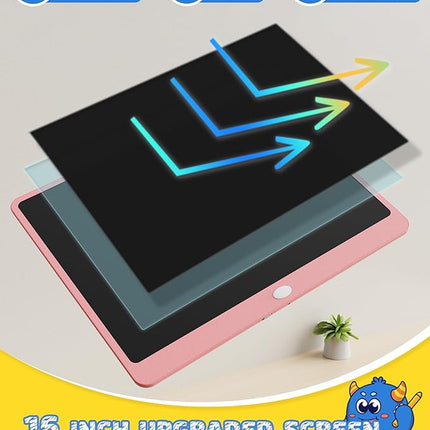 TEKFUN Easter Gifts for Kids, 16inch LCD Writing Tablet Drawing Board, Teen Girl Boy Gifts Age 10 and Up, Birthday Gifts for All Age Groups, Erasable Writing Tablet for Business Meeting (Pink)