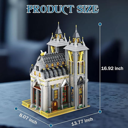 Reobrix Medieval Castle Building Block Set with Light,Architectural Model Kit 66027,European Century Church,Construction Model for Adult and Teens Age of 14+,Home Decoration,Idea Art Gift,3183 PCS