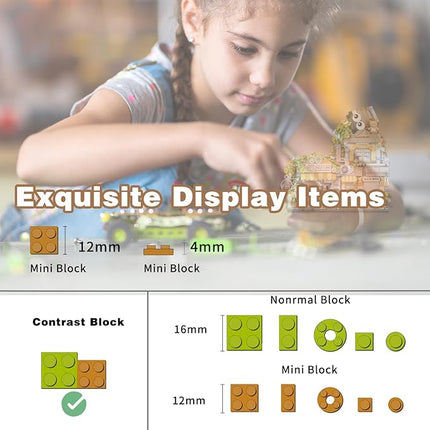 Mini Building Blocks - 1077 Pieces Creative Chinese Street View, Openable Coffee Shop Mini Bricks Building Set for Adult Boys Girls Age 6+(Cafe)