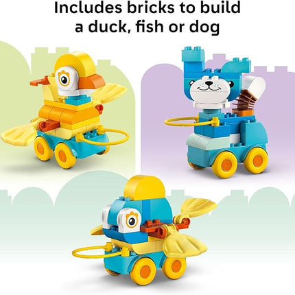 LEGO DUPLO Town 3 in 1 Animals on Wheels Building Toy - Learning Play Set for Toddler Boys & Girls, Ages 2+ - Building Blocks for Sensory Skills Practice - Gift for Christmas - 10448