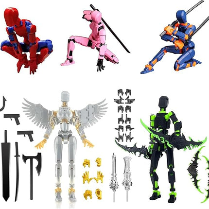 5Pack Titan 13 Action Figure Assembled, T13 Action Figure Set, Dummy 13 Action Figures, Nova 13 Robot Toy, Lucky 13 Figure 3D Printed Multi-Jointed Movable, Birthday Gift Toy for Kids Boy
