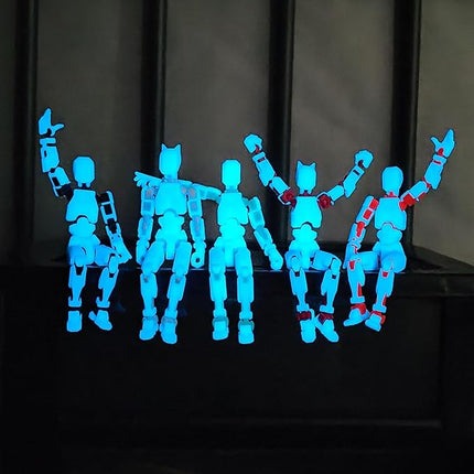 T13 Action Figures (Grow in The Dark Blue) Titan 13 Action Figures T13 3D Action Figure Set Already Assembled Dummy 13 Nova T-13 Robot 3D Printed Multi-Jointed Movable Toy (Blue Red + Dog)