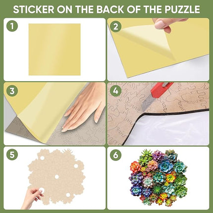 Mys Aurora Succulent Wooden Puzzles for Adults, 200 Piece Unique Shaped Wood Jigsaw Puzzles for Adults and Kids, Fun Challenging Puzzles Family Game Gift, Medium 11.2'' x 11'