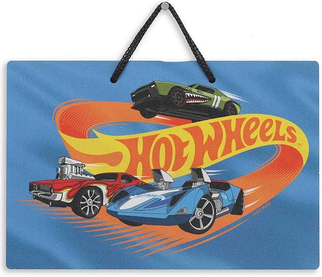 Mattel Hot Wheels Action Race Track Hanging Metal Sign - Fun Hot Wheels Wall Decor for Kids' Bedroom or Play Room