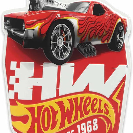 Mattel Hot Wheels Red Muscle Car Since 1968 Embossed Metal Sign - Fun Hot Wheels Wall Decor for Kids' Bedroom
