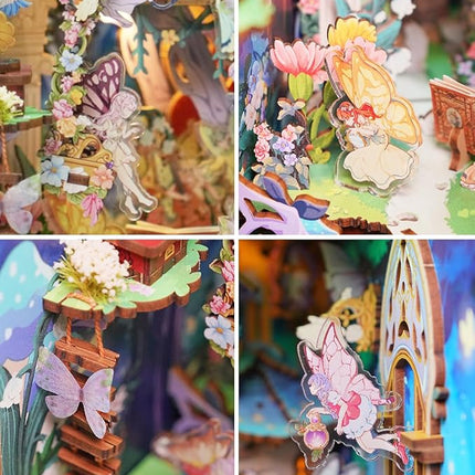 Tonecheer x British Library DIY Book Nook Kit,Shakespeare 3D Wooden Puzzle for Adults,Miniature House Booknook Bookshelf Insert Decor with LED Lights Unique Gifts (A Midsummer Night's Dream)