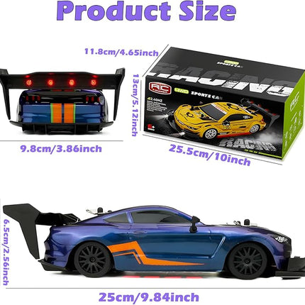 1:20 RC Drift Car 2.4GHz 4WD High Speed Drift Remote Control Cars Vehicle with LED Lights and Drifting Tires Batteries x2 Racing Sport Toy Cars for Boys Girls Kids (Purple)