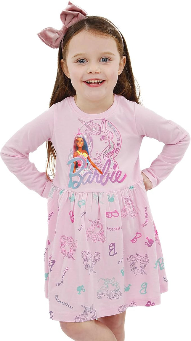 Barbie Dress | Short Sleeve Girls Unicorn Dress | Skater Dress for Girls