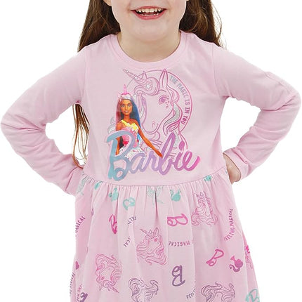 Barbie Dress | Short Sleeve Girls Unicorn Dress | Skater Dress for Girls