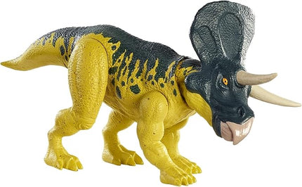 Jurassic World Toys Wild Pack Zuniceratops Herbivore Dinosaur Action Figure Toy with Movable Joints, Realistic Sculpting & Attack Feature, Kids Gift Ages 3 Years & Older