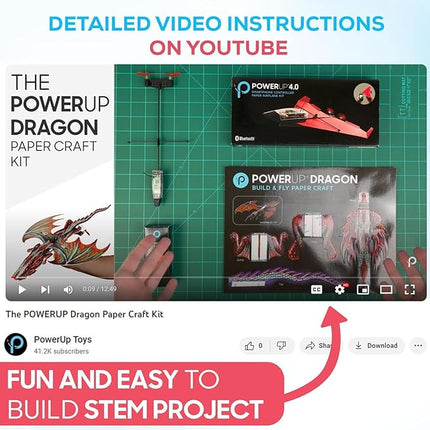 POWERUP 4.0 Dragon Edition - The Next-Generation Smartphone Controlled Paper Airplane Kit, RC Controlled. Easy to Fly with Autopilot & Gyro Stabilizer. for Hobbyists, Pilots, Tinkerers.