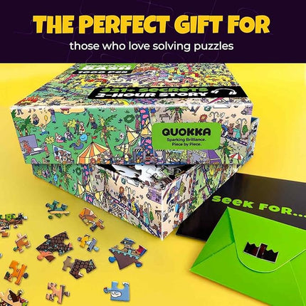 QUOKKA 1000 Piece Puzzle for Adults and Teens – Animal Bash Adult Jigsaw Puzzles with Hidden Secrets & Audio Story – Detailed Visual Puzzle Game for Focus & Relaxation with Twist – FSC Certified Gift