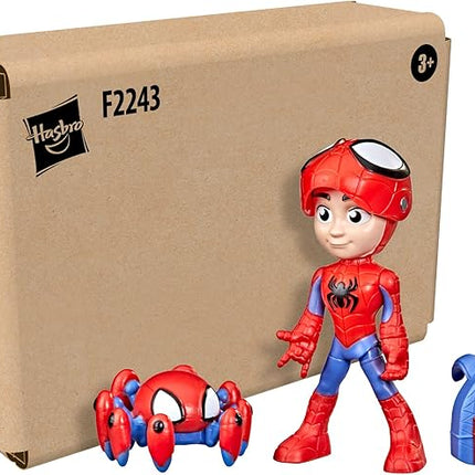 Spidey and His Amazing Friends Hero Reveal 2-Pack, 4-Inch Marvel Action Figures Mask-Flip Feature, Spidey and Trace-E, 3+ Years