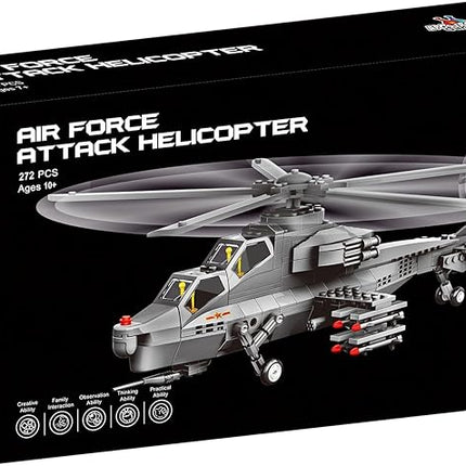 Attack Helicopter Air Force Building Block Set – 283-Pcs Helicopter Building Toys Set – Building Block Plane Toy for Kids Older Than 10 and Adults – Compatible with All Building Bricks