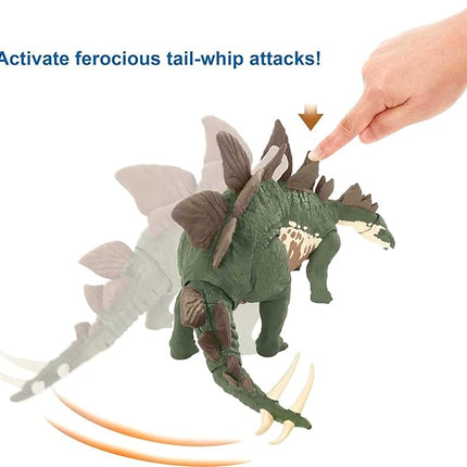 Mattel Jurassic World Toys Camp Cretaceous Mega Destroyers Stegosaurus Dinosaur Action Figure, Toy Gift with Movable Joints, Attack and Breakout Feature
