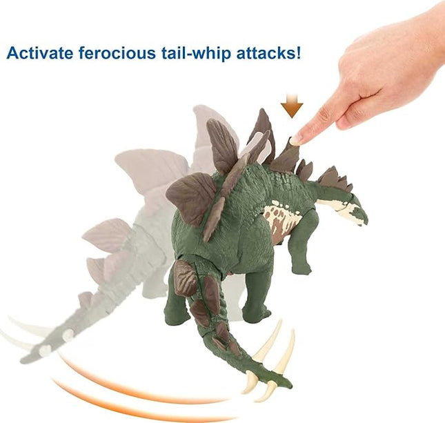 Mattel Jurassic World Toys Camp Cretaceous Mega Destroyers Stegosaurus Dinosaur Action Figure, Toy Gift with Movable Joints, Attack and Breakout Feature