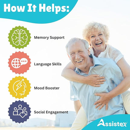 Assistex 2 in 1 Matching Memory Card Games for Seniors - Brain Game for Dementia Patients - Adult Memory Game for Seniors - Lyric and Idiom Cards for Alzheimer and Dementia Patients, 40 Cards Each