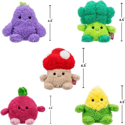 BumBumz 4.5-inch RootBumz Plush 5-Pack - Stan Mushroom, Ronnie Radish, Bobby Broccoli, Colby Corn, and Erinn Eggplant Collectible Stuffed Toys - from The Makers of Original Squishmallows
