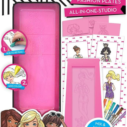 Barbie Fashion Plates All in One Studio Sketch Design Activity Set – Fashion Design Kit for Kids Ages 6 and Up